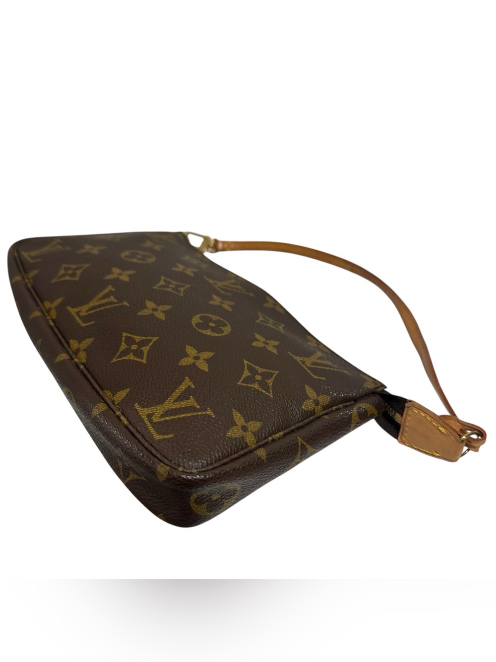 Louis Vuitton Brown Monogram Canvas Pochette with Tan Strap - Picture 6 of 15